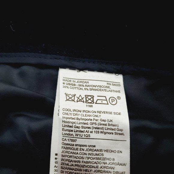 Banana Republic Pants Sloan Silk Trim Slim Ankle Work Career Trousers Navy Red 6 - Picture 7 of 12